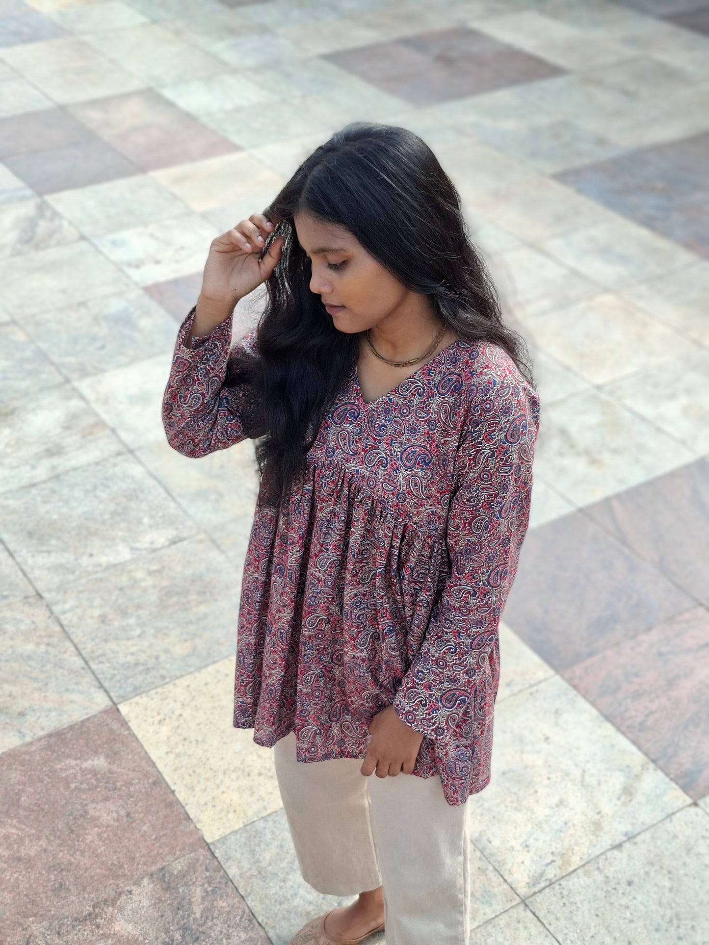 Ajarak Boho Paisley Smock Kurti