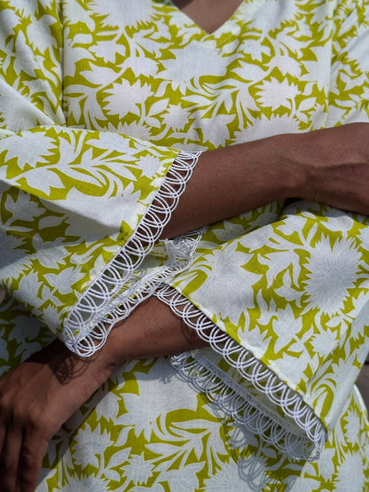 Floral Printed A-Line Cotton kurti