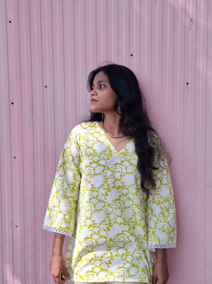 Floral Printed A-Line Cotton kurti