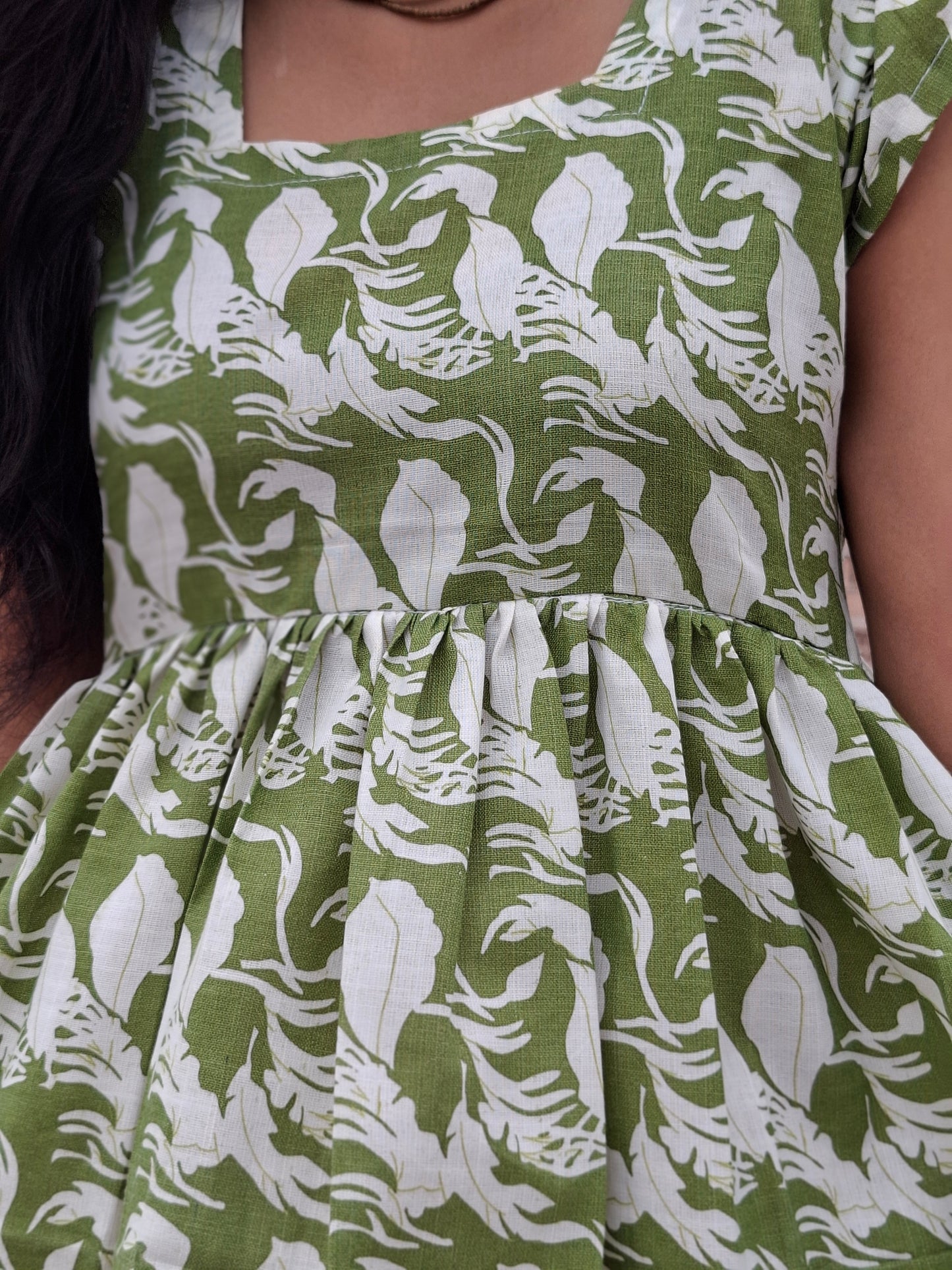 Olive Breeze Ruffle Sleeve Kurti